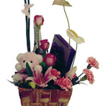 basket arrangement with teddy