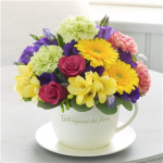 Bright Teacup and Saucer Arrangement