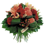 Round Bouquet in Red and Orange Colour